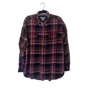 Tommy Hilfiger Red and Black Plaid Button Down Shirt
